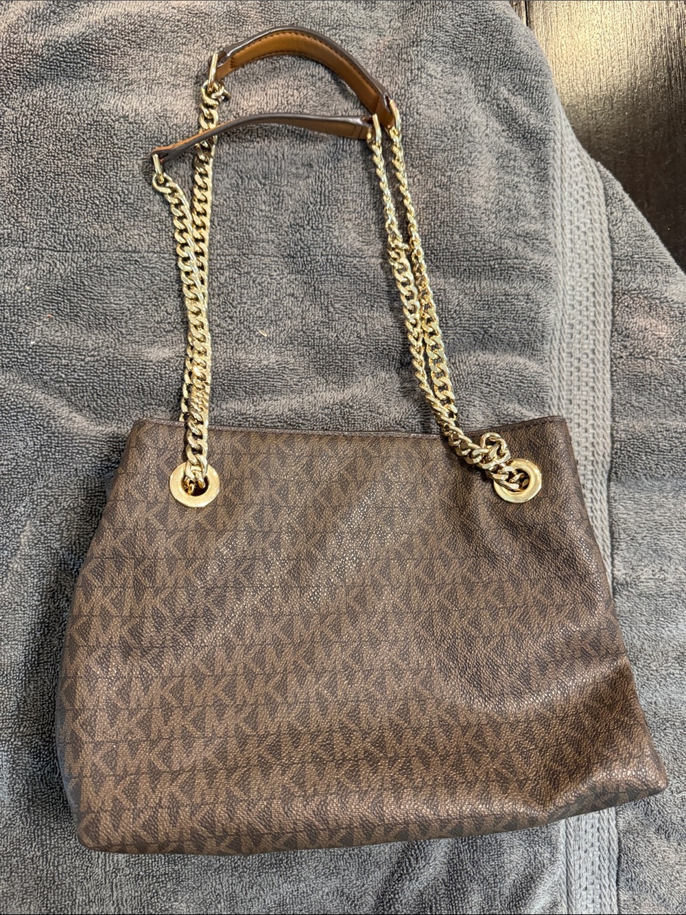 Michael Kors Brown Logo Chain-Handle Tote